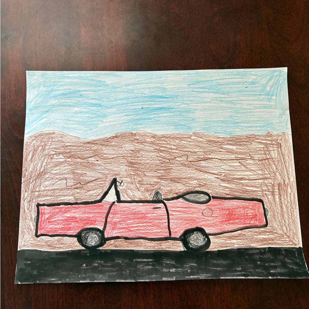 Red Convertible Car Drawing - Home Art